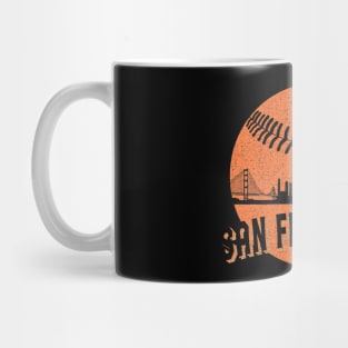 Vintage San Francisco Downtown Skyline Baseball For Game Day Mug